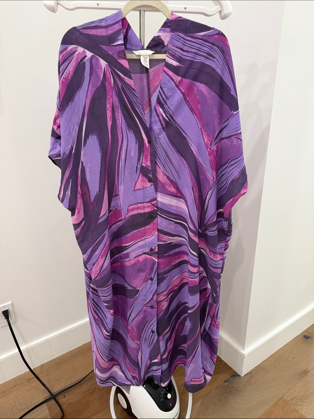H&M Purple & Pink Abstract Button-Front Swim Coverup